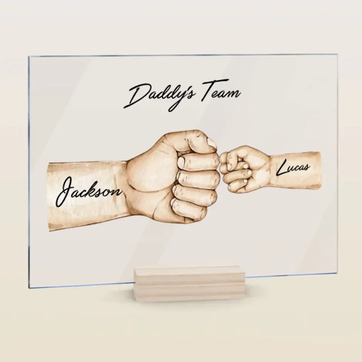 Daddy's Team - Personalized Custom Acrylic Plaque - Father's Day Gift For Dad