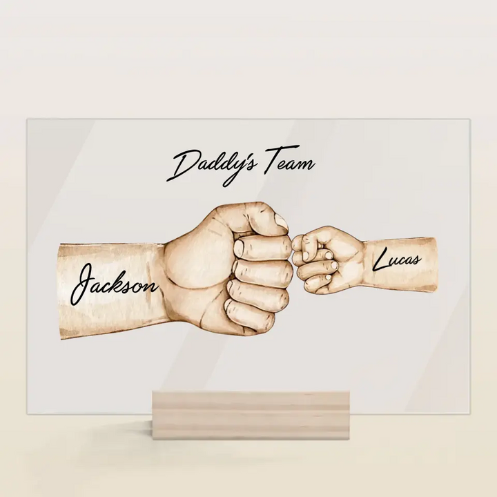 Daddy's Team - Personalized Custom Acrylic Plaque - Father's Day Gift For Dad