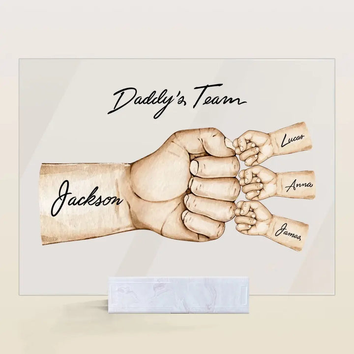 Daddy's Team - Personalized Custom Acrylic Plaque - Father's Day Gift For Dad