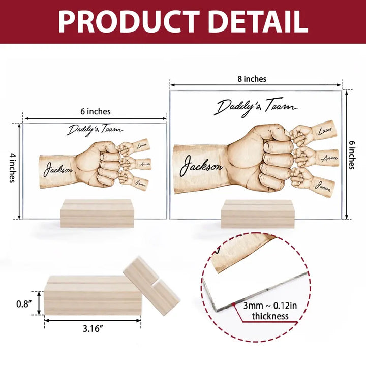 Daddy's Team - Personalized Custom Acrylic Plaque - Father's Day Gift For Dad