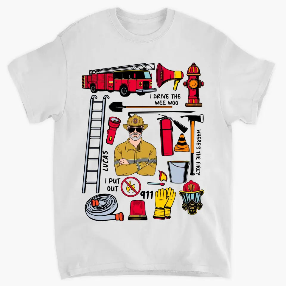 Firefighter Dad - Personalized Custom T-shirt - Father's Day Gift For Dad