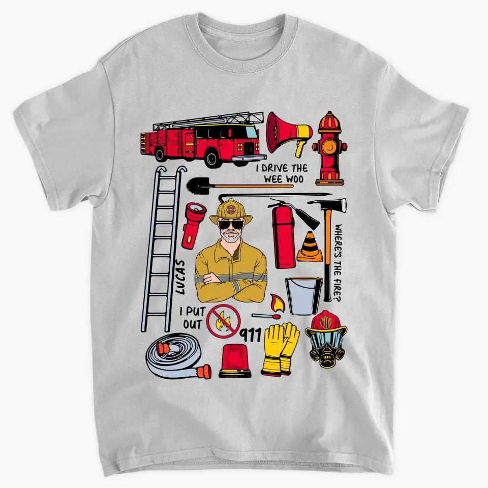 Firefighter Dad - Personalized Custom T-shirt - Father's Day Gift For Dad