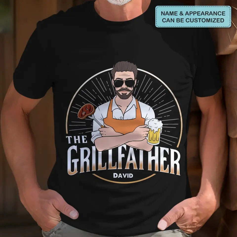 The Grill Father - Personalized Custom T-shirt - Father's Day Gift For Dad, Family Members