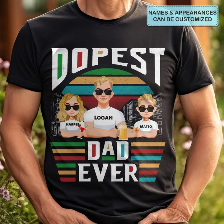 Dopest Black Dad - Personalized Custom T-shirt - Father's Day Gift For Dad, Family Members