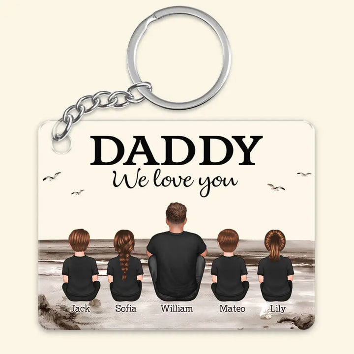 Beach Landscape We Love You - Personalized Custom Acrylic Keychain - Gift For Family Members