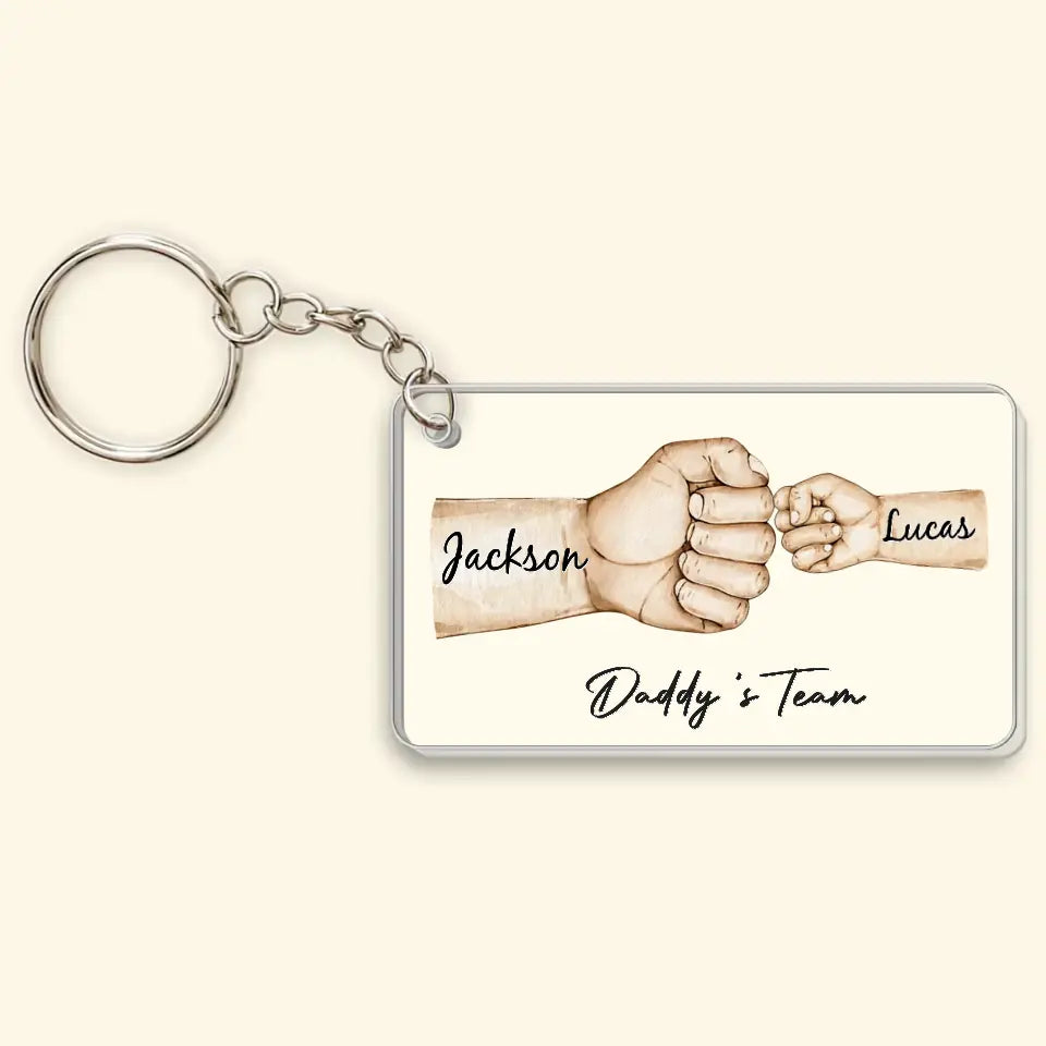 Daddy's Team First Bump - Personalized Custom Acrylic Keychain - Father's Day Gift For Dad