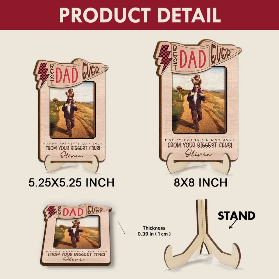 Best Dad Ever - Personalized Custom 2-Layer Wooden Plaque - Father's Day Gift For Dad