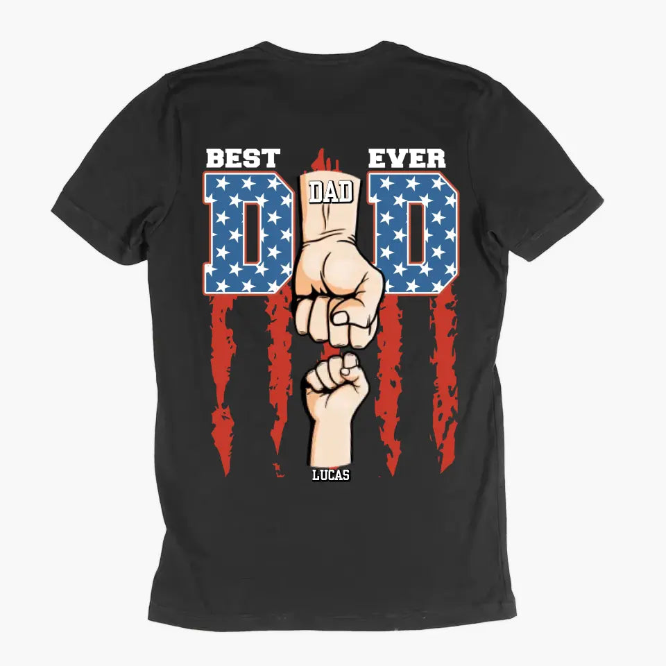 Best Dad Ever Hand - Personalized Custom Back Printed T-shirt - Father's Day Gift For Dad