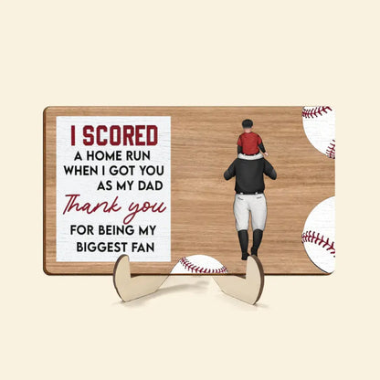 We Score A Home Run - Personalized Custom 2-Layer Wooden Plaque - Father's Day Gift For Dad