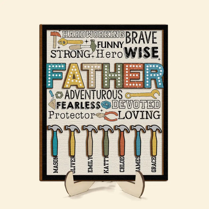 Father Adventurous - Personalized Custom 2-Layer Wooden Plaque - Father's Day Gift For Dad, Family Members