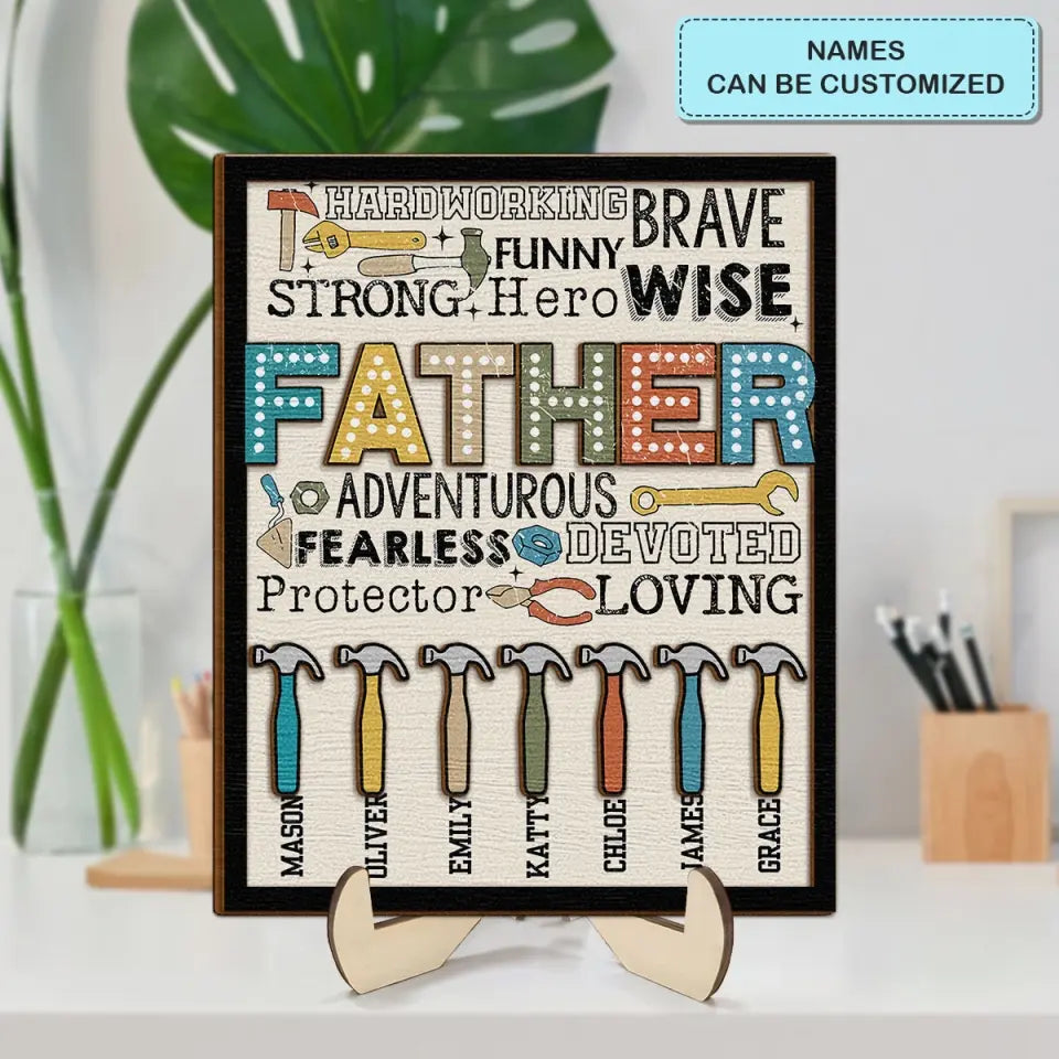 Father Adventurous - Personalized Custom 2-Layer Wooden Plaque - Father's Day Gift For Dad, Family Members