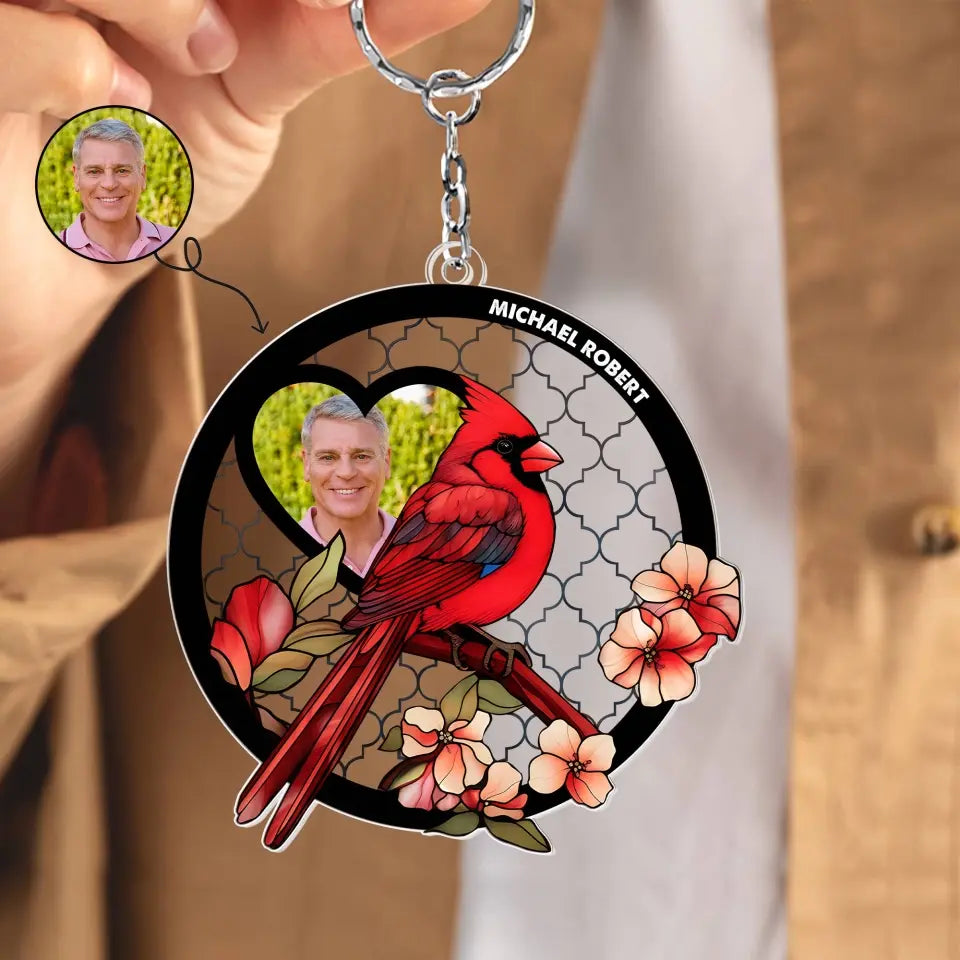 Cardinal I'm Always With You - Personalized Custom Acrylic Keychain - Memorial Gift For Family Members