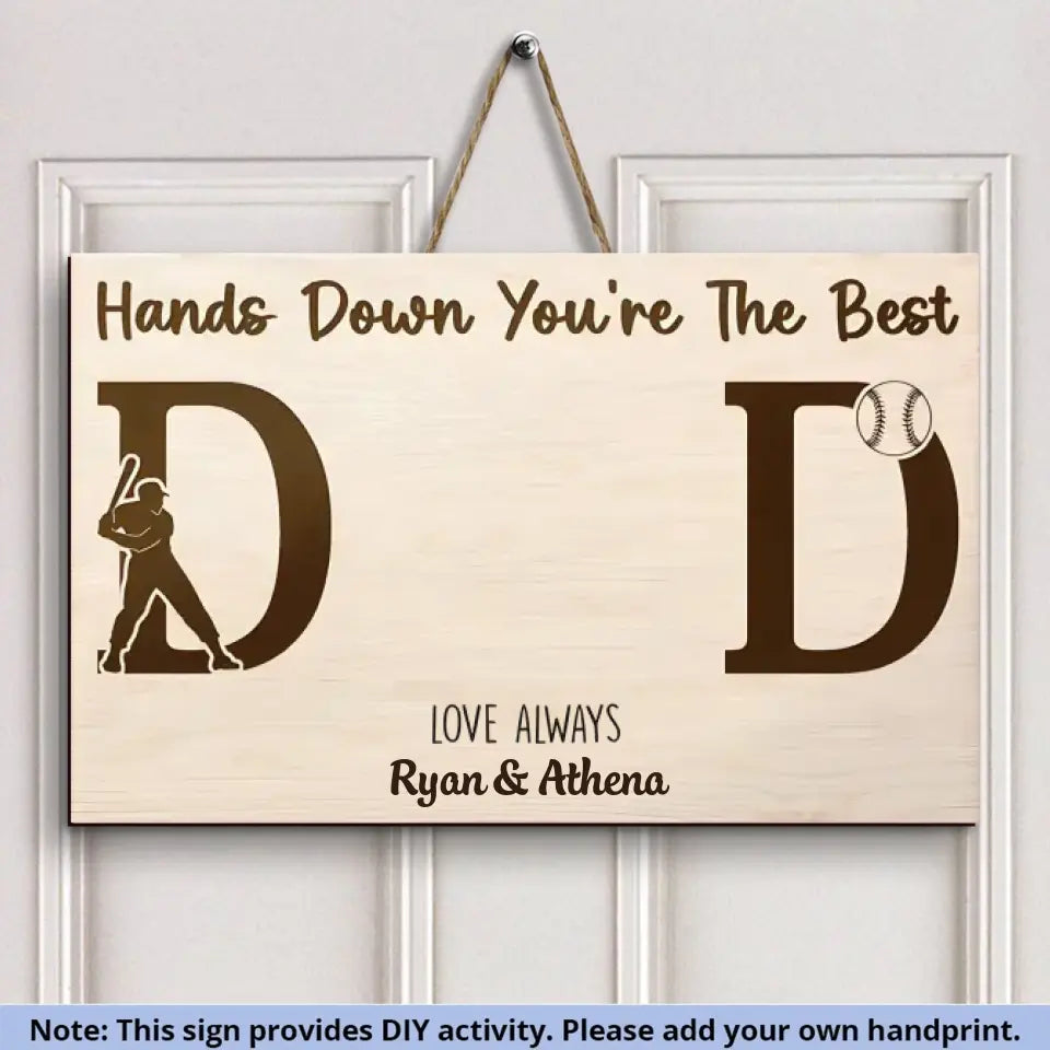 DIY Handprint Keepsake Hands Down - Personalized Custom Door Sign - Father's Day Gift For Dad, Family Members