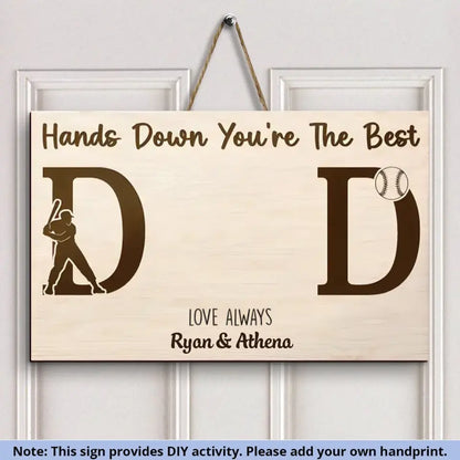 DIY Handprint Keepsake Hands Down - Personalized Custom Door Sign - Father's Day Gift For Dad, Family Members