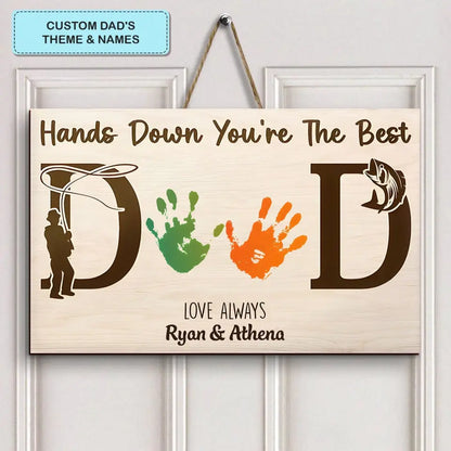 DIY Handprint Keepsake Hands Down - Personalized Custom Door Sign - Father's Day Gift For Dad, Family Members