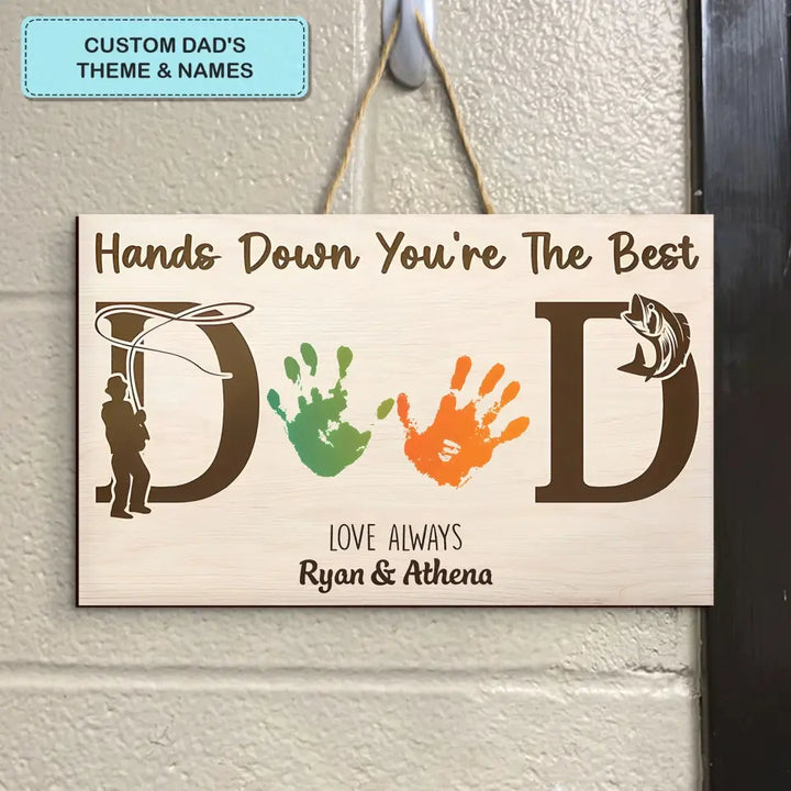 DIY Handprint Keepsake Hands Down - Personalized Custom Door Sign - Father's Day Gift For Dad, Family Members