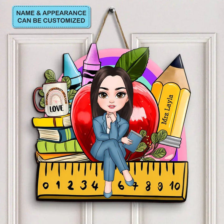 School Life - Personalized Custom Door Sign - Teacher's Day, Appreciation Gift For Teacher