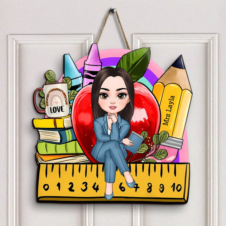 School Life - Personalized Custom Door Sign - Teacher's Day, Appreciation Gift For Teacher