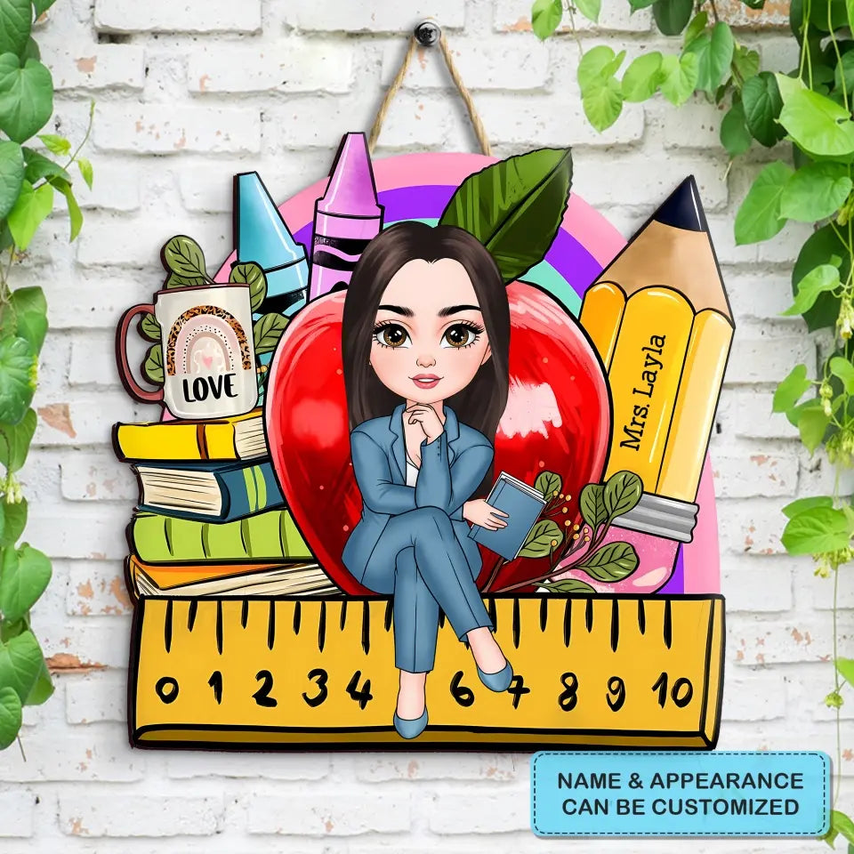 School Life - Personalized Custom Door Sign - Teacher's Day, Appreciation Gift For Teacher