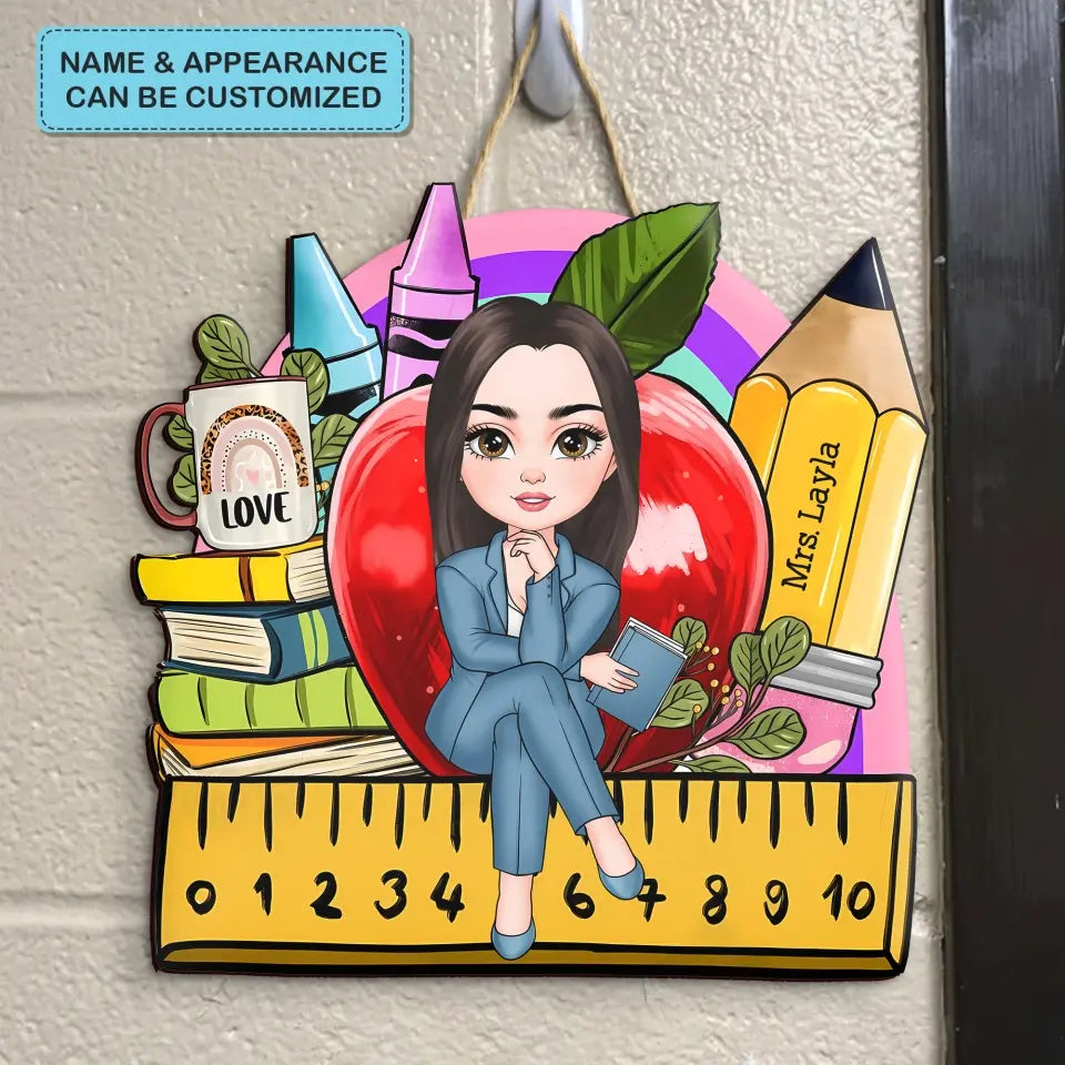 School Life - Personalized Custom Door Sign - Teacher's Day, Appreciation Gift For Teacher