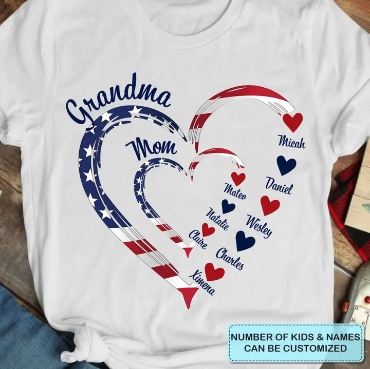 Mom Grandma 4th Of July - Personalized Custom T-shirt - Independence Day Gift For Mom, Grandma