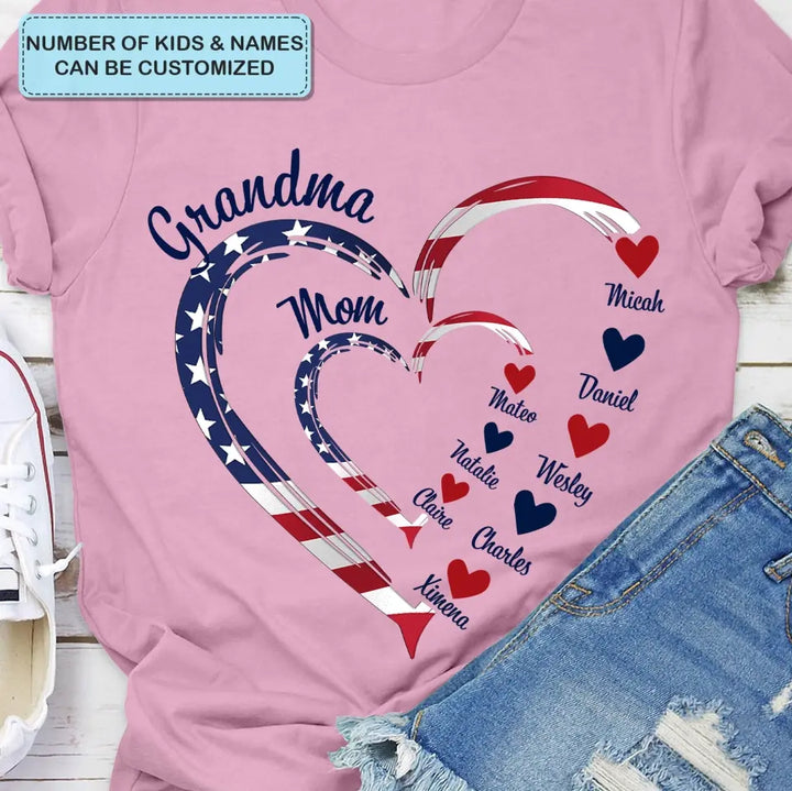 Mom Grandma 4th Of July - Personalized Custom T-shirt - Independence Day Gift For Mom, Grandma