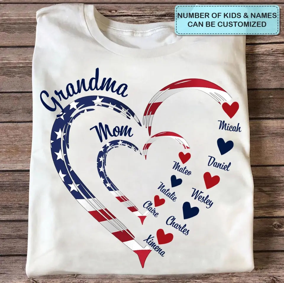 Mom Grandma 4th Of July - Personalized Custom T-shirt - Independence Day Gift For Mom, Grandma