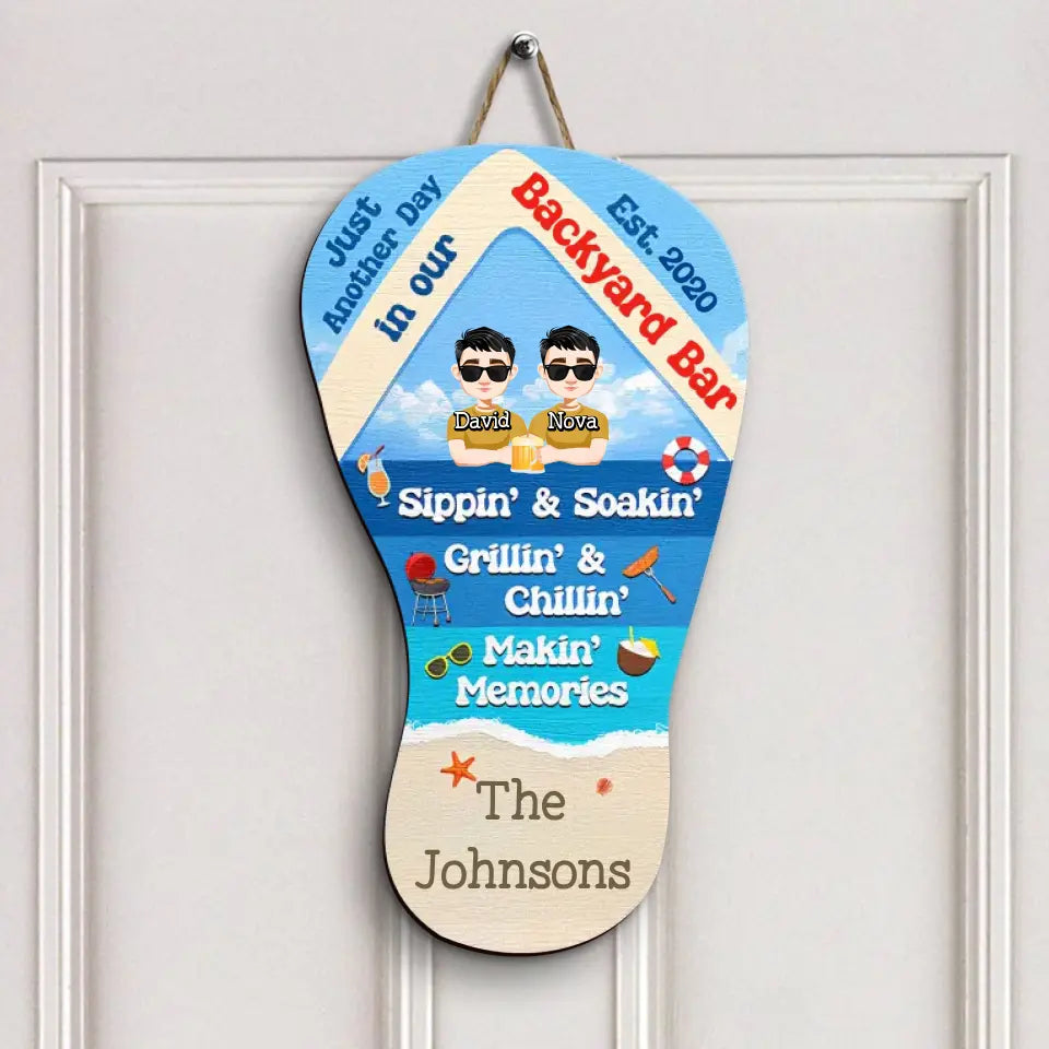 Just Another Day In Our Paradise - Personalized Custom Door Sign - Family Gift
