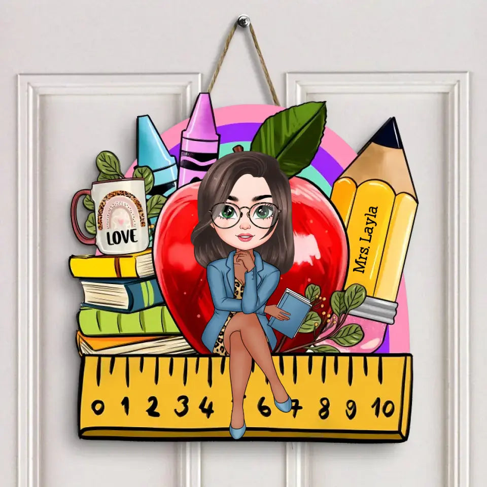 School Life - Personalized Custom Door Sign - Teacher's Day, Appreciation Gift For Teacher