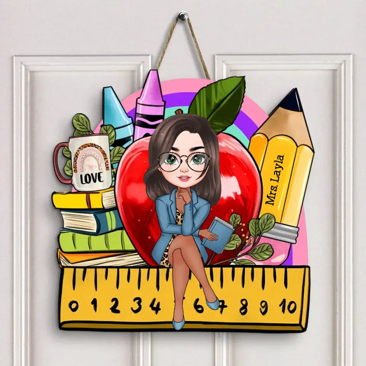 School Life - Personalized Custom Door Sign - Teacher's Day, Appreciation Gift For Teacher