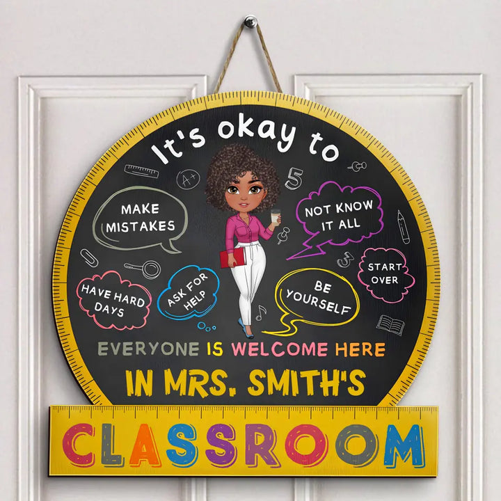 Everyone Is Welcome Here - Personalized Custom Door Sign - Teacher's Day, Appreciation Gift For Teacher