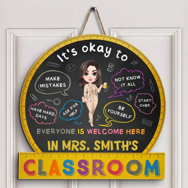 Everyone Is Welcome Here - Personalized Custom Door Sign - Teacher's Day, Appreciation Gift For Teacher