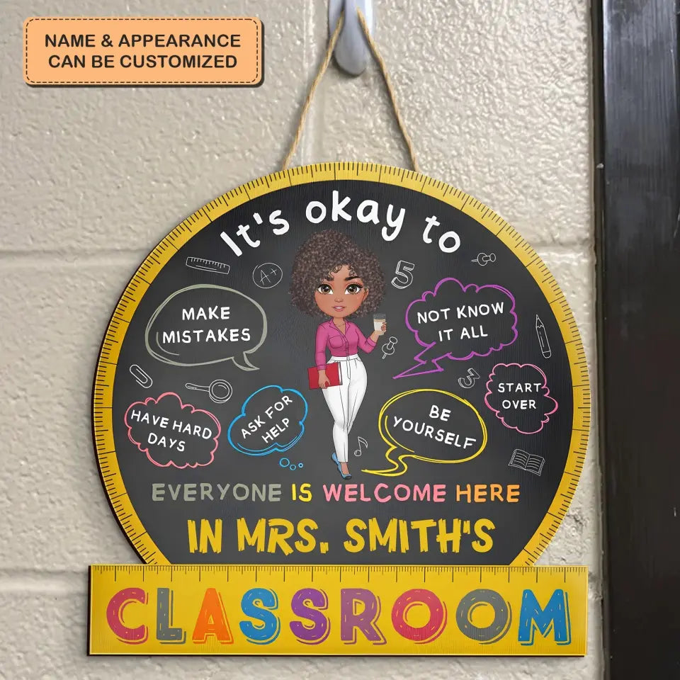 Everyone Is Welcome Here - Personalized Custom Door Sign - Teacher's Day, Appreciation Gift For Teacher