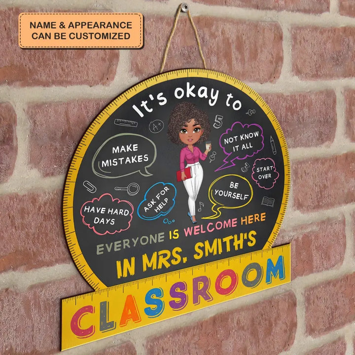 Everyone Is Welcome Here - Personalized Custom Door Sign - Teacher's Day, Appreciation Gift For Teacher