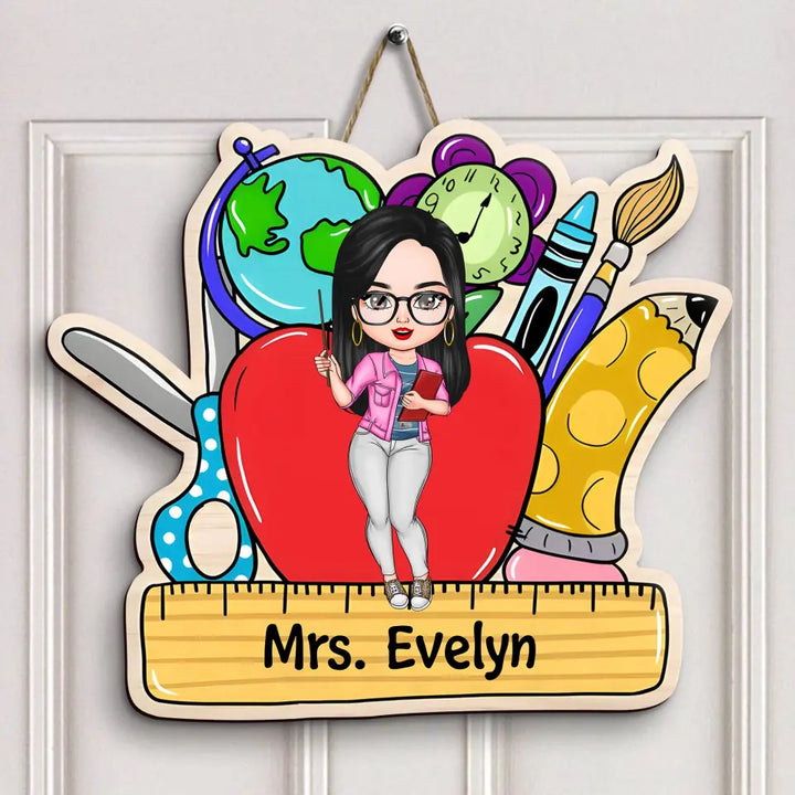 Teacher Love Inspire - Personalized Custom Door Sign - Teacher's Day, Appreciation Gift For Teacher