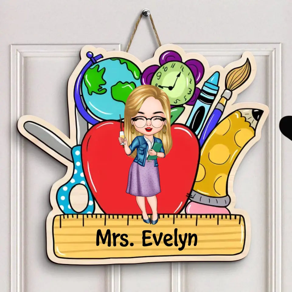Teacher Love Inspire - Personalized Custom Door Sign - Teacher's Day, Appreciation Gift For Teacher