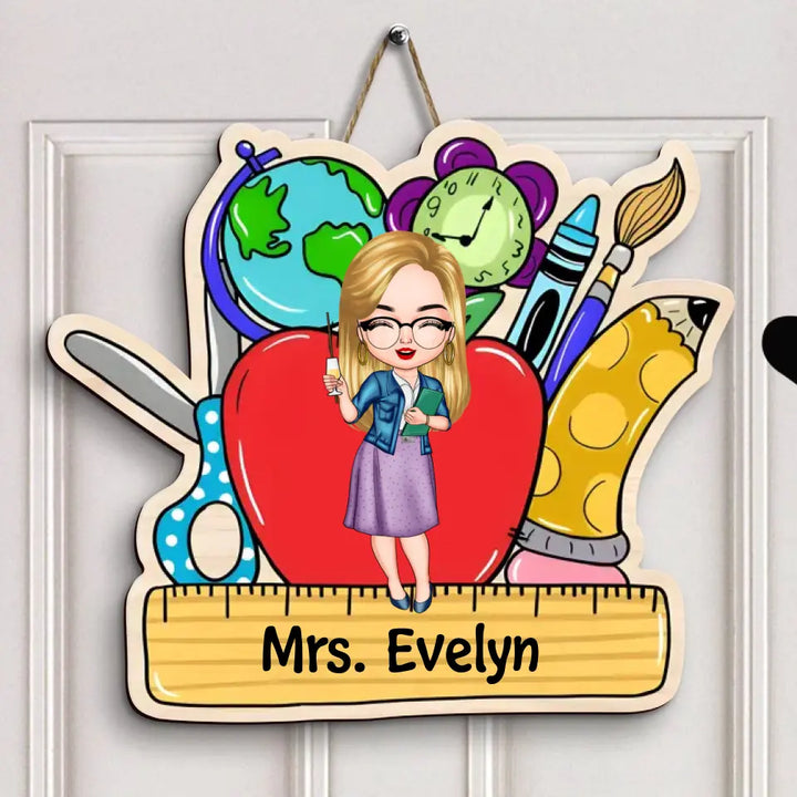 Teacher Love Inspire - Personalized Custom Door Sign - Teacher's Day, Appreciation Gift For Teacher