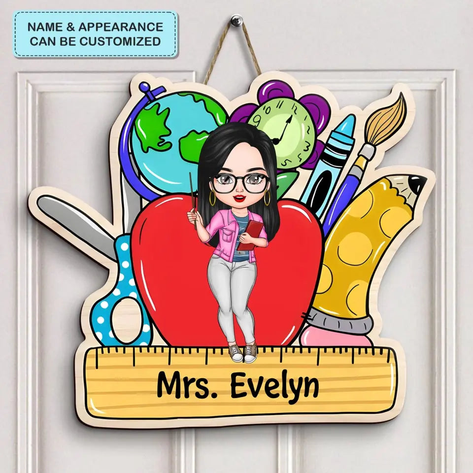 Teacher Love Inspire - Personalized Custom Door Sign - Teacher's Day, Appreciation Gift For Teacher