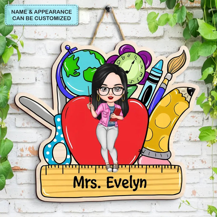 Teacher Love Inspire - Personalized Custom Door Sign - Teacher's Day, Appreciation Gift For Teacher