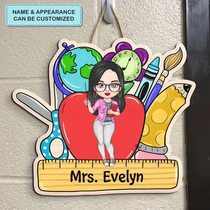 Teacher Love Inspire - Personalized Custom Door Sign - Teacher's Day, Appreciation Gift For Teacher