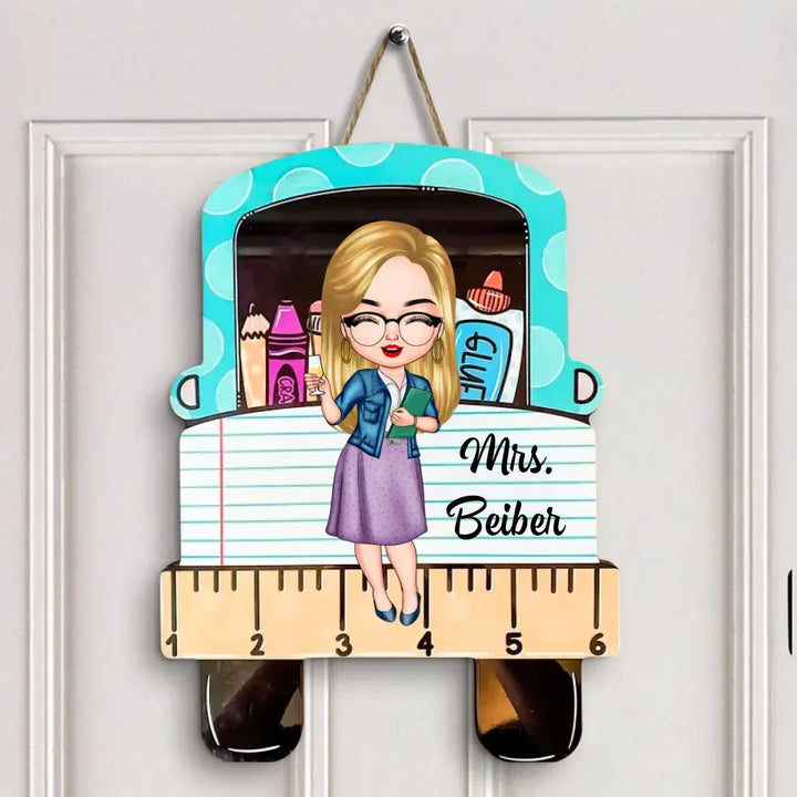 Love Teacher Life - Personalized Custom Door Sign - Teacher's Day, Appreciation Gift For Teacher