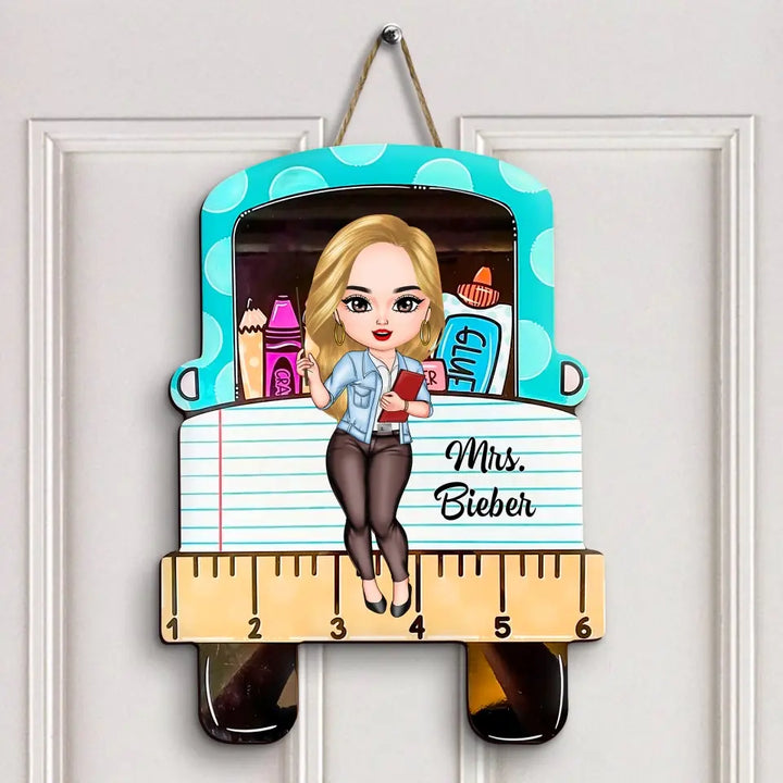 Love Teacher Life - Personalized Custom Door Sign - Teacher's Day, Appreciation Gift For Teacher