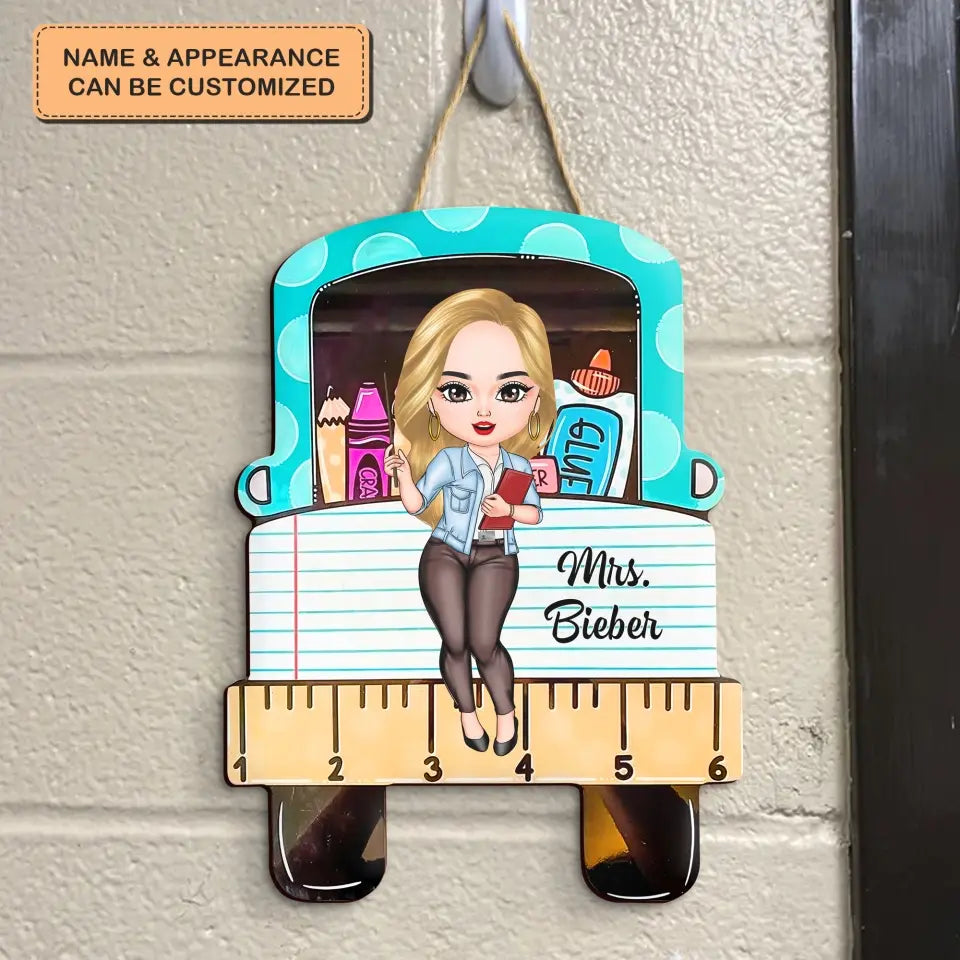 Love Teacher Life - Personalized Custom Door Sign - Teacher's Day, Appreciation Gift For Teacher