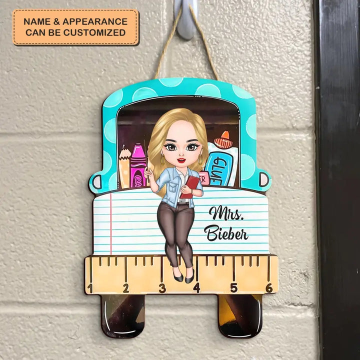 Love Teacher Life - Personalized Custom Door Sign - Teacher's Day, Appreciation Gift For Teacher