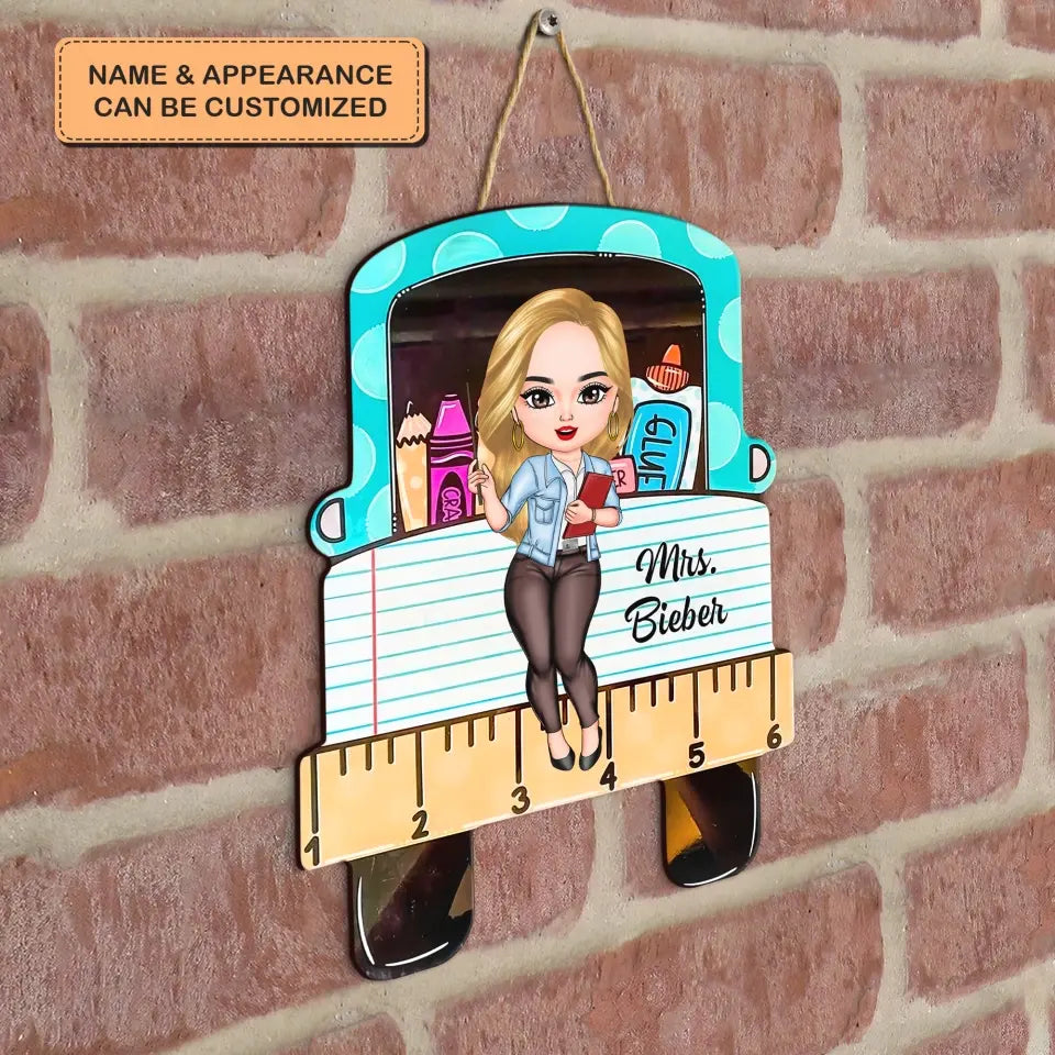 Love Teacher Life - Personalized Custom Door Sign - Teacher's Day, Appreciation Gift For Teacher