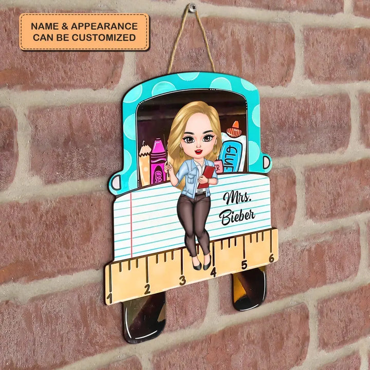 Love Teacher Life - Personalized Custom Door Sign - Teacher's Day, Appreciation Gift For Teacher