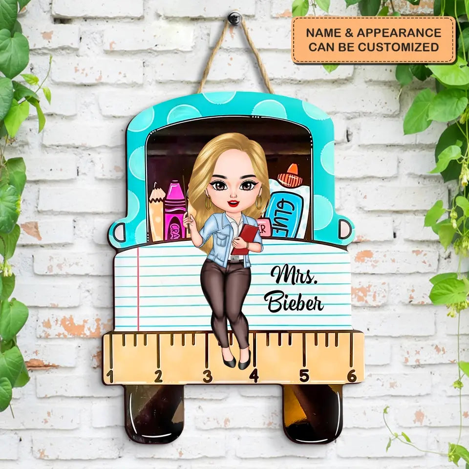 Love Teacher Life - Personalized Custom Door Sign - Teacher's Day, Appreciation Gift For Teacher