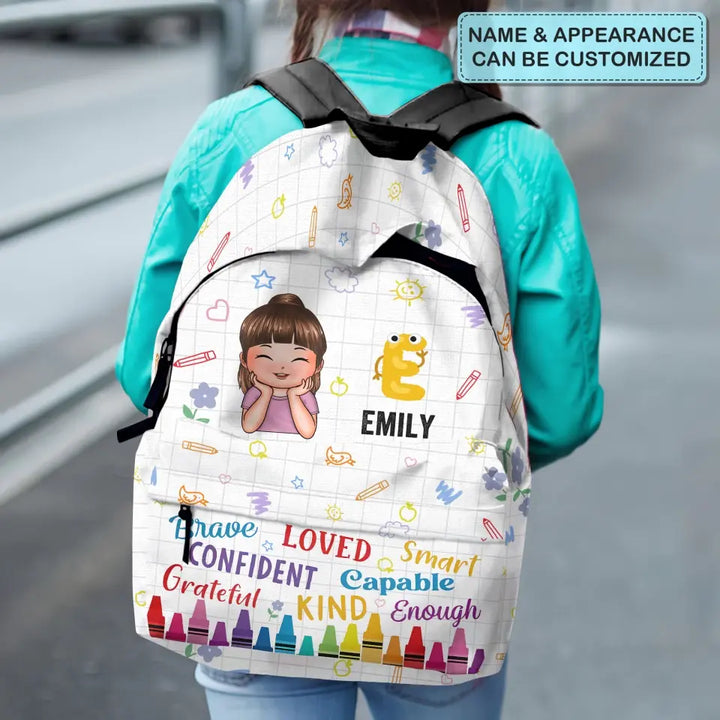 Im Kind Of Loved Confident - Personalized Custom Backpack - Back To School Gift For Kindergarten, Pre-K, 1st Grade, 2nd Grade, 3rd Grade, 4th Grade, 5th Grade