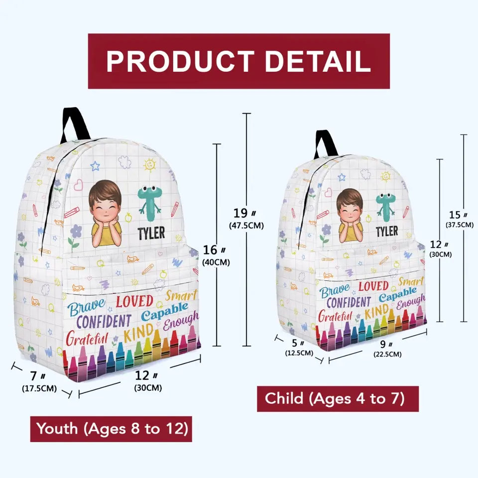 Im Kind Of Loved Confident - Personalized Custom Backpack - Back To School Gift For Kindergarten, Pre-K, 1st Grade, 2nd Grade, 3rd Grade, 4th Grade, 5th Grade