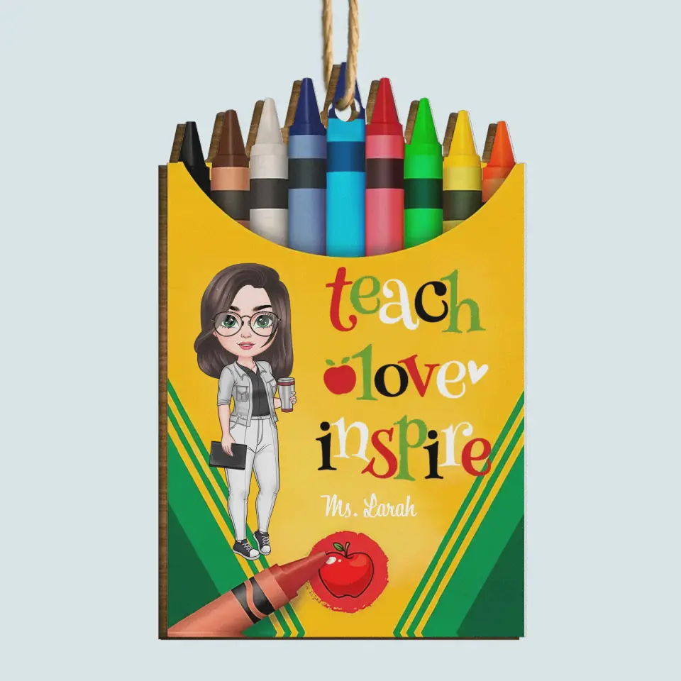 Teach Love Inspire - Personalized Custom Wood Ornament - Christmas, Teacher's Day, Appreciation Gift For Teacher